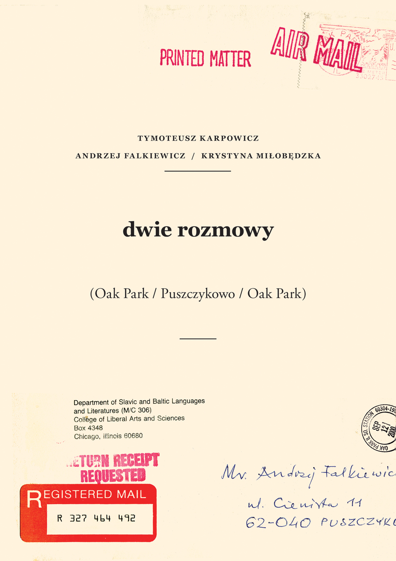 dwie rozmowy (Oak Park – Puszczykowo – Oak Park)